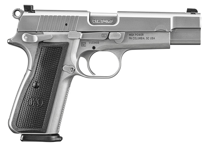 FN High Power, 9mm, 4.7", Dovetail Sights, Stainless, (2) 10-rd
