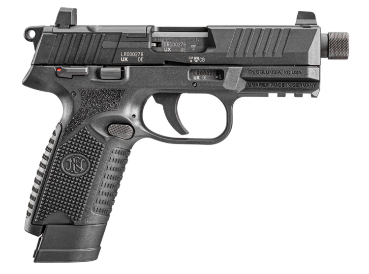 FN 502 Tactical, .22LR, 4.6" TB, OR, Black, (2) 10-rd