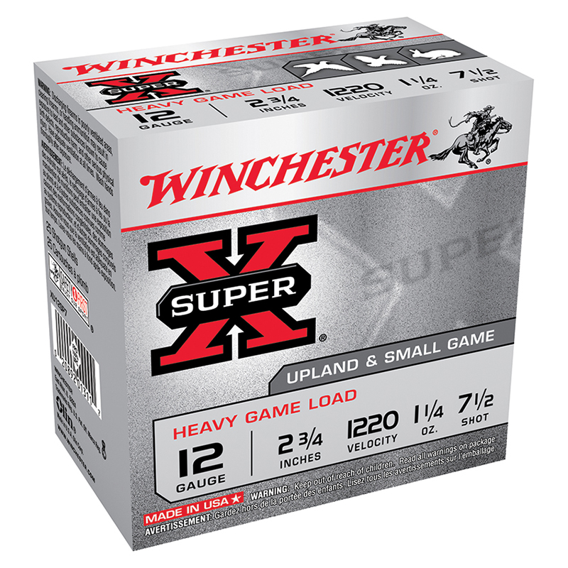 Super-X Heavy Game Load, 12 Gauge, 2 3/4" 1 1/4 oz, #7.5 Shot, 250/Case
