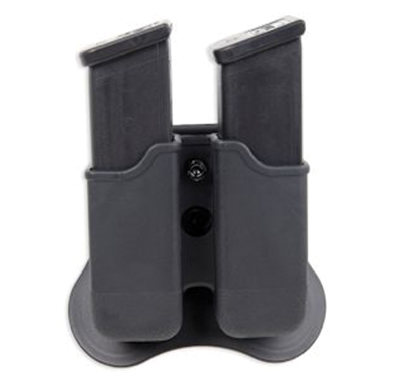Double Magazine Holder with Paddle, Single Stack, Ambi, Polymer