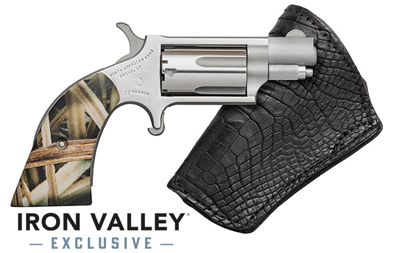 Mini-Revolver Gator Gun, .22 Mag, 1.13" Barrel, Stainless, MOGB Grip, Black Holster, IVS Exclusive