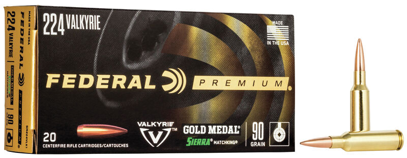 Gold Medal, .224 Valkyrie, 90 Grain, Sierra MatchKing Boat-Tail Hollow Point, 20/Box