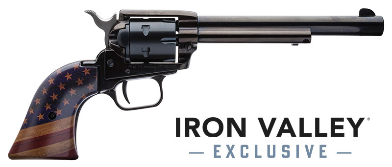 Rough Rider, .22LR, 6.5" Barrel, Black, Gold USA Flag Grips, 6-rd