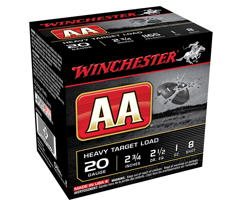 AA Heavy Target Load, 20 Gauge, 2 3/4" 1 oz, #8 Shot, 250/Case