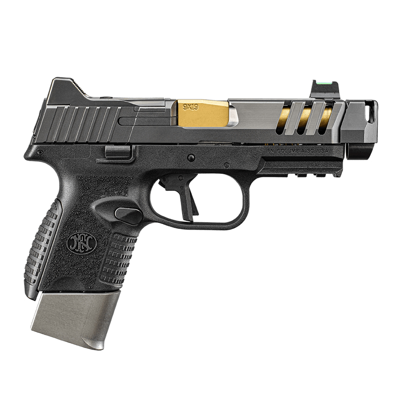 FN 509CC Edge, 4.20" Gold Barrel, Compensator, OR, Grey, Black, (1) 12-rd & (2) 15-rd