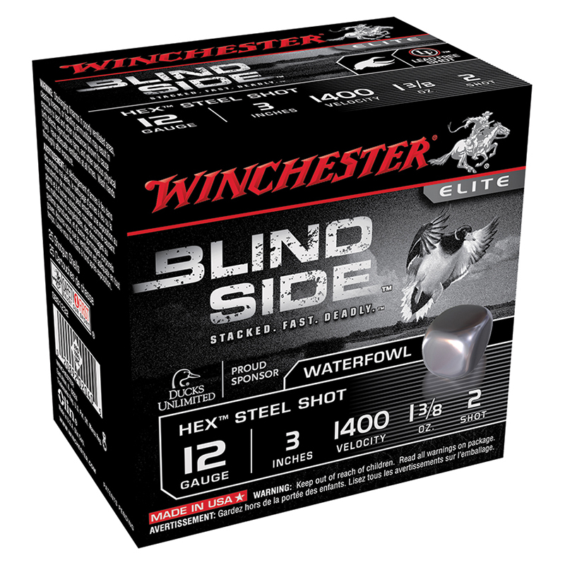 Blind Side, 12 Gauge, 3" 1 3/8 oz, #2 Hex Steel Shot, 25/Box