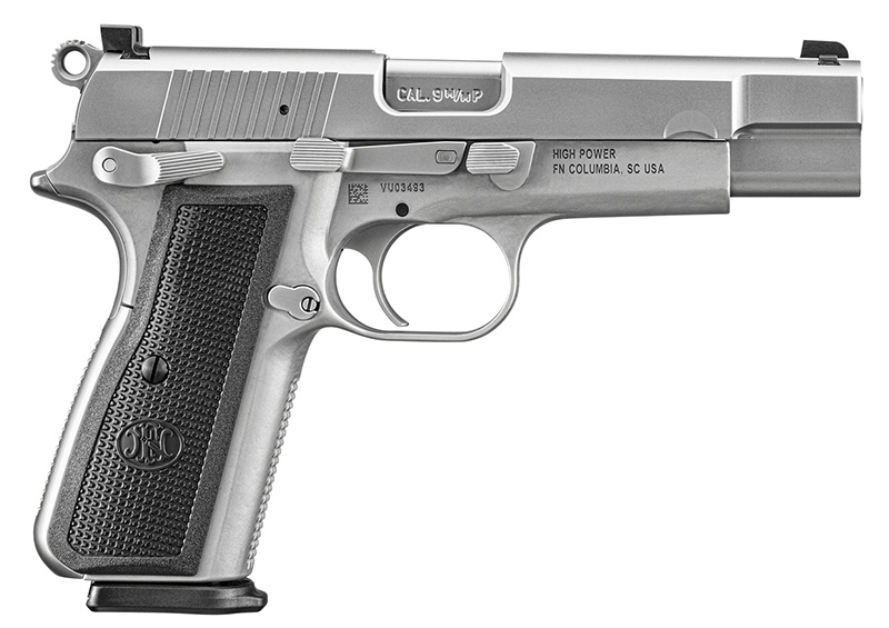 FN High Power, 9mm, 4.7", Dovetail Sights, Stainless, Black, (2) 17-rd
