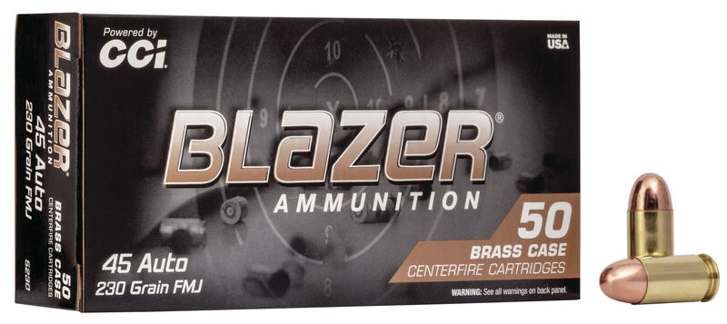 Blazer Brass, .45 Auto, 230 Grain, FMJ, 50/Box