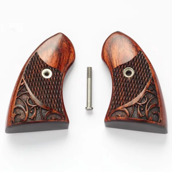 Rosewood Boot Grips, Fits Long Rifle and Short, Engraved