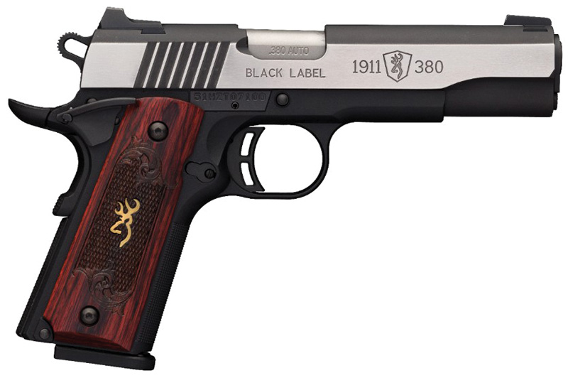 1911-380 Black Label Medallion Pro, .380 ACP, 4.25", Rosewood Grips, Black/Stainless Steel, 8-rd