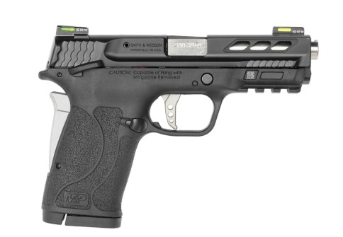 PC M&P Shield EZ M2.0, .380 ACP, 3.8" Ported, MTS, Hi-Viz, Black, (2) 8-rd