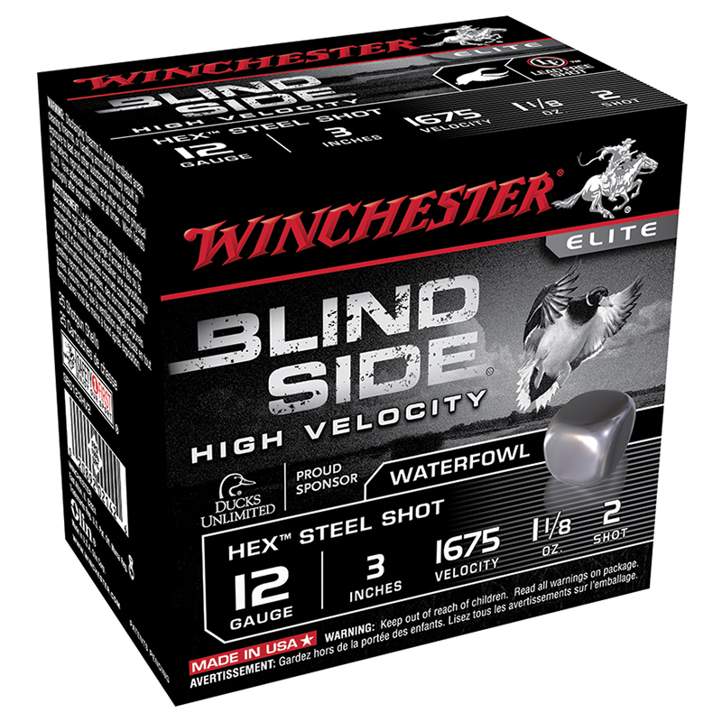 Blind Side HV, 12 Gauge, 3" 1 1/8 oz, #2 Hex Steel Shot, 25/Box