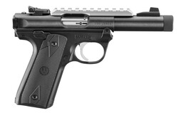 Mark IV 22/45, .22 LR, 4.4" Threaded Bull Barrel, Fixed Front / Adjustable Rear Sights, Silver Picatinny Rail, Blued, (2) 10-rd