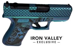 GLOCK 43X MOS, 9mm, 3.41" Barrel, Optic Ready, Laser Mermaid, Iridescent Blue, 10-rd, IVS Exclusive