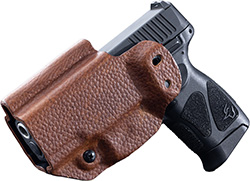 Ambidextrous IWB/OWB Holster, Taurus G Series, Leather/Kydex, Brown