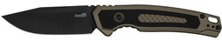 Launch 21, 3.45" Drop Point, PocketKnife, Black/FDE Aluminum Handle, Push Button