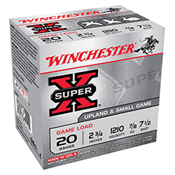 Super-X Game Load, 20 Gauge, 2 3/4" 7/8 oz, #7.5 Shot, 250/Case
