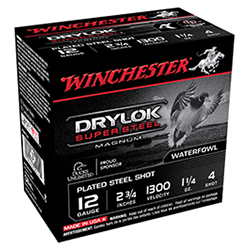 Drylok Super Steel Magnum, 12 Gauge, 2 3/4" 1 1/4 oz, #4 Shot, 25/Box