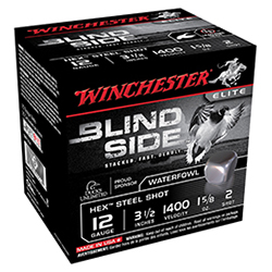 Blind Side, 12 Gauge, 3 1/2" 1 5/8 oz, #2 Hex Steel Shot, 25/Box