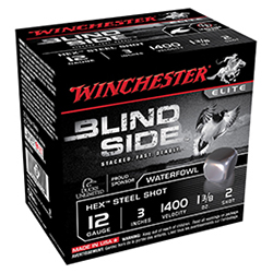 Blind Side, 12 Gauge, 3" 1 3/8 oz, #2 Hex Steel Shot, 25/Box