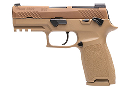 P320 M18 Carry, 9mm, 3.9" OR, Manual Safety, Siglite, Coyote Tan, (3) 10-rd, CA Compliant