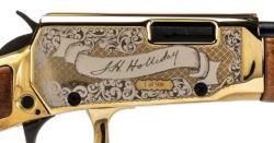 Rio Bravo .22 LR,  Doc Holliday, 18" Barrel, Adjustable Sights, Engraved Gold Receiver/Hardwood Stock, 15-rd