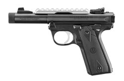 Mark IV 22/45, .22 LR, 4.4" Threaded Bull Barrel, Fixed Front / Adjustable Rear Sights, Silver Picatinny Rail, Blued, (2) 10-rd