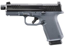 RXM, 9mm, 4" Threaded Barrel, OR, Tritium Front Sight, Black, Grey Magpul Grip, (2) 15-rd