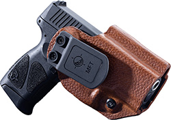 Ambidextrous IWB/OWB Holster, Taurus G Series, Leather/Kydex, Brown