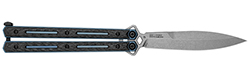 Lucha, 4.6" Spear Point, Butterfly Knife, Steel, Carbon Fiber, Blue/Black