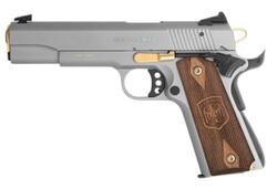 GSG 1911 15th Annivesary, .22 LR, 5" Threaded Barrel, Fixed Sights, Frost Grey, Gold, Wood, 10-rd