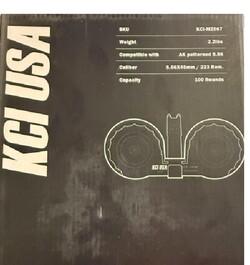 KCI Magazine, AK 5.56, 5.56/.223, Steel, Black, 100-rd Drum