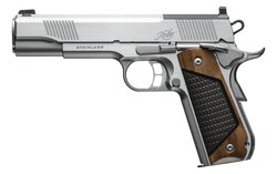 Stainless, .45 ACP, 5" Barrel, Optics Ready, Red Dot Front Sight, Wood / G10 Grips, Stainless, (2) 7-rd