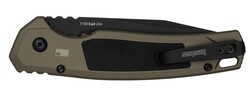 Launch 21, 3.45" Drop Point, PocketKnife, Black/FDE Aluminum Handle, Push Button