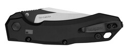 Launch 19, 3.3", Clip Point, Pocketknive, Satin Grind/Earth Brown-Blk Aluminum Handle, Push Button