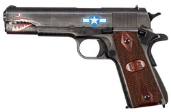 1911 Squadron Special Edition WW2, .45 ACP, Adjustable Sights, Worn Black/Grey, Wood, Engraved US, 7-rd