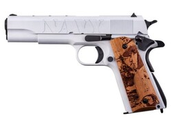 Thompson 1911A1 Navy 250th, "Salute to Service", .45 ACP, 5" Barrel, White, Black, Gold, Engraved Hardwood Grips, 7-rd