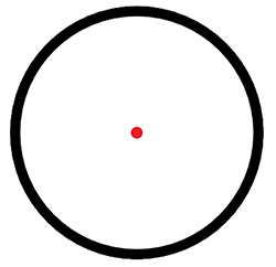Traditional Red Dot, 42mm, 2X Magnification, 5 MOA, Black