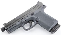 RXM, 9mm, 4" Threaded Barrel, OR, Tritium Front Sight, Black, Grey Magpul Grip, (2) 15-rd