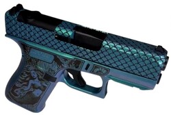 GLOCK 43X MOS, 9mm, 3.41" Barrel, Optic Ready, Laser Mermaid, Iridescent Blue, 10-rd, IVS Exclusive