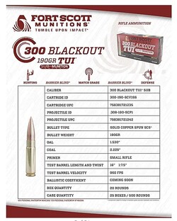 .300 BLK, TUI, Solid Copper, 190 Grain, 20/Box